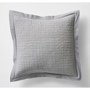 Crate & Barrel Celeste Grey Euro Pillow Shams 26x26 Quilted Cotton Set Of 2